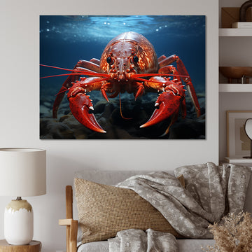 Coral Teal Lobster Grace - Coral Lobster Wall Art